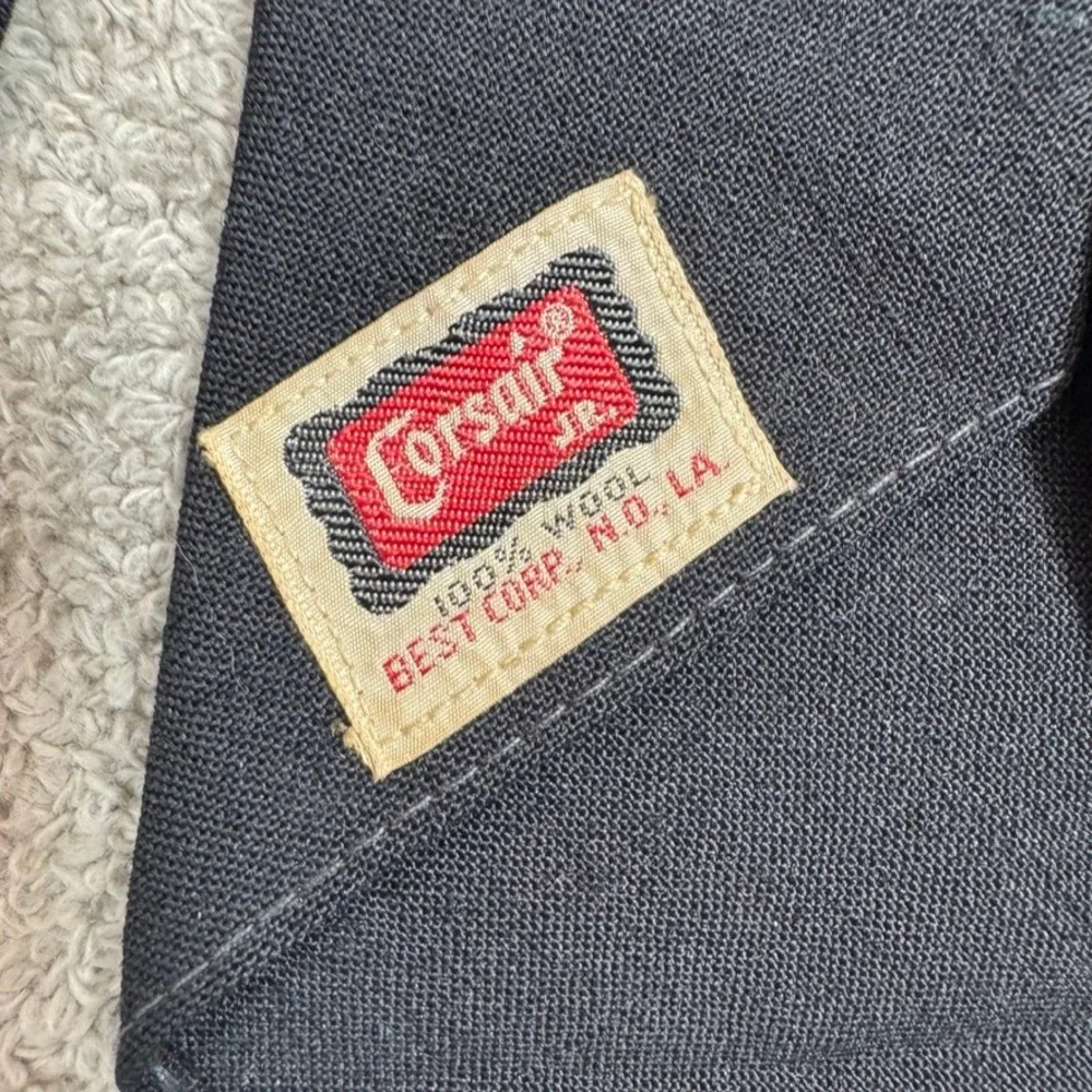 Vintage Corsair Jr Best Corp New Orleans 100% Wool Black Necktie Solid Tie